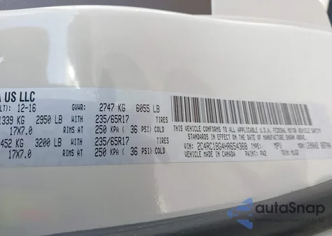 2017 Chrysler Pacifica Touring-L z USA, uszkodzony, nr VIN 2C4RC1BG4HR654368